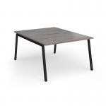 Connex Angled 1200 x 1600 x 725mm Back to Back Desk (2 x 1200mm) - Black Frame Grey Oak Top ACO1216-K-GO