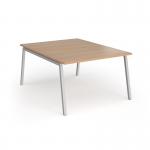 Connex Angled 1200 x 1600 x 725mm Back to Back Desk (2 x 1200mm) - Silver Frame Beech Top ACO1216-S-B