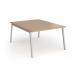 Connex Angled 1200 x 1600 x 725mm Back to Back Desk (2 x 1200mm) - Silver Frame Beech Top ACO1216-S-B