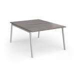 Connex Angled 1200 x 1600 x 725mm Back to Back Desk (2 x 1200mm) - Silver Frame Grey Oak Top ACO1216-S-GO