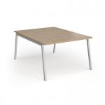 Connex Angled 1200 x 1600 x 725mm Back to Back Desk (2 x 1200mm) - Silver Frame Kendal Oak Top ACO1216-S-KO
