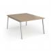 Connex Angled 1200 x 1600 x 725mm Back to Back Desk (2 x 1200mm) - Silver Frame Kendal Oak Top ACO1216-S-KO