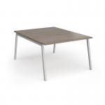 Connex Angled 1200 x 1600 x 725mm Back to Back Desk (2 x 1200mm) - Silver Frame Nebraska Oak Top ACO1216-S-NO