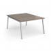 Connex Angled 1200 x 1600 x 725mm Back to Back Desk (2 x 1200mm) - Silver Frame Nebraska Oak Top ACO1216-S-NO