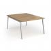 Connex Angled 1200 x 1600 x 725mm Back to Back Desk (2 x 1200mm) - Silver Frame Oak Top ACO1216-S-O