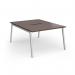 Connex Angled 1200 x 1600 x 725mm Back to Back Desk (2 x 1200mm) - Silver Frame Walnut Top ACO1216-S-W