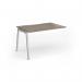 Connex Angled 1200 x 800 x 725mm Single Add On Bay - Silver Frame Nebraska Oak Top ACO128-AB-S-NO
