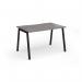 Connex Angled 1200 x 800 x 725mm Single Desk - Black Frame Grey Oak Top ACO128-K-GO