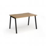 Connex Angled 1200 x 800 x 725mm Single Desk - Black Frame Oak Top ACO128-K-O