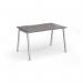Connex Angled 1200 x 800 x 725mm Single Desk - Silver Frame Grey Oak Top ACO128-S-GO