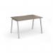 Connex Angled 1200 x 800 x 725mm Single Desk - Silver Frame Nebraska Oak Top ACO128-S-NO