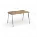 Connex Angled 1200 x 800 x 725mm Single Desk - Silver Frame Oak Top ACO128-S-O