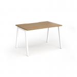 Connex Angled 1200 x 800 x 725mm Single Desk - White Frame Oak Top ACO128-WH-O
