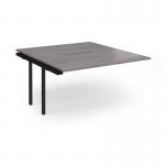 Connex Angled 1400 x 1600 x 725mm Back to Back Add On Bay - Black Frame Grey Oak Top ACO1416-AB-K-GO