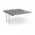 Connex Angled 1400 x 1600 x 725mm Back to Back Add On Bay - Silver Frame Grey Oak Top ACO1416-AB-S-GO