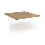 Connex Angled 1400 x 1600 x 725mm Back to Back Add On Bay - White Frame Oak Top ACO1416-AB-WH-O