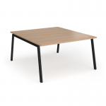 Connex Angled 1400 x 1600 x 725mm Back to Back Desk (2 x 1400mm) - Black Frame Beech Top ACO1416-K-B
