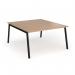 Connex Angled 1400 x 1600 x 725mm Back to Back Desk (2 x 1400mm) - Black Frame Beech Top ACO1416-K-B