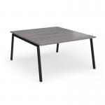 Connex Angled 1400 x 1600 x 725mm Back to Back Desk (2 x 1400mm) - Black Frame Grey Oak Top ACO1416-K-GO