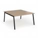 Connex Angled 1400 x 1600 x 725mm Back to Back Desk (2 x 1400mm) - Black Frame Kendal Oak Top ACO1416-K-KO