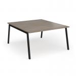 Connex Angled 1400 x 1600 x 725mm Back to Back Desk (2 x 1400mm) - Black Frame Nebraska Oak Top ACO1416-K-NO