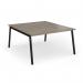 Connex Angled 1400 x 1600 x 725mm Back to Back Desk (2 x 1400mm) - Black Frame Nebraska Oak Top ACO1416-K-NO