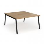Connex Angled 1400 x 1600 x 725mm Back to Back Desk (2 x 1400mm) - Black Frame Oak Top ACO1416-K-O