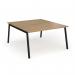 Connex Angled 1400 x 1600 x 725mm Back to Back Desk (2 x 1400mm) - Black Frame Oak Top ACO1416-K-O