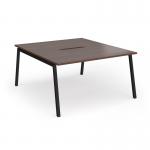 Connex Angled 1400 x 1600 x 725mm Back to Back Desk (2 x 1400mm) - Black Frame Walnut Top ACO1416-K-W