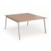 Connex Angled 1400 x 1600 x 725mm Back to Back Desk (2 x 1400mm) - Silver Frame Beech Top ACO1416-S-B