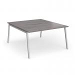 Connex Angled 1400 x 1600 x 725mm Back to Back Desk (2 x 1400mm) - Silver Frame Grey Oak Top ACO1416-S-GO