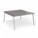 Connex Angled 1400 x 1600 x 725mm Back to Back Desk (2 x 1400mm) - Silver Frame Grey Oak Top ACO1416-S-GO