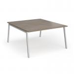 Connex Angled 1400 x 1600 x 725mm Back to Back Desk (2 x 1400mm) - Silver Frame Nebraska Oak Top ACO1416-S-NO