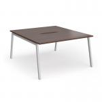 Connex Angled 1400 x 1600 x 725mm Back to Back Desk (2 x 1400mm) - Silver Frame Walnut Top ACO1416-S-W