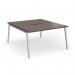 Connex Angled 1400 x 1600 x 725mm Back to Back Desk (2 x 1400mm) - Silver Frame Walnut Top ACO1416-S-W