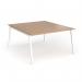 Connex Angled 1400 x 1600 x 725mm Back to Back Desk (2 x 1400mm) - White Frame Beech Top ACO1416-WH-B