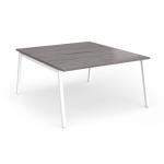 Connex Angled 1400 x 1600 x 725mm Back to Back Desk (2 x 1400mm) - White Frame Grey Oak Top ACO1416-WH-GO