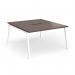 Connex Angled 1400 x 1600 x 725mm Back to Back Desk (2 x 1400mm) - White Frame Walnut Top ACO1416-WH-W