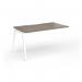 Connex Angled 1400 x 800 x 725mm Single Add On Bay - White Frame Nebraska Oak Top ACO148-AB-WH-NO