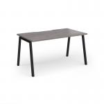 Connex Angled 1400 x 800 x 725mm Single Desk - Black Frame Grey Oak Top ACO148-K-GO