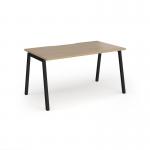Connex Angled 1400 x 800 x 725mm Single Desk - Black Frame Kendal Oak Top ACO148-K-KO