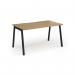 Connex Angled 1400 x 800 x 725mm Single Desk - Black Frame Oak Top ACO148-K-O