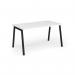 Connex Angled 1400 x 800 x 725mm Single Desk - Black Frame White Top ACO148-K-WH
