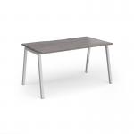 Connex Angled 1400 x 800 x 725mm Single Desk - Silver Frame Grey Oak Top ACO148-S-GO