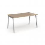 Connex Angled 1400 x 800 x 725mm Single Desk - Silver Frame Kendal Oak Top ACO148-S-KO