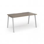 Connex Angled 1400 x 800 x 725mm Single Desk - Silver Frame Nebraska Oak Top ACO148-S-NO