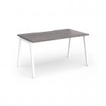 Connex Angled 1400 x 800 x 725mm Single Desk - White Frame Grey Oak Top ACO148-WH-GO