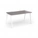 Connex Angled 1400 x 800 x 725mm Single Desk - White Frame Grey Oak Top ACO148-WH-GO