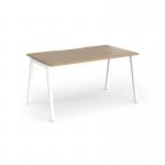 Connex Angled 1400 x 800 x 725mm Single Desk - White Frame Kendal Oak Top ACO148-WH-KO