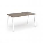 Connex Angled 1400 x 800 x 725mm Single Desk - White Frame Nebraska Oak Top ACO148-WH-NO